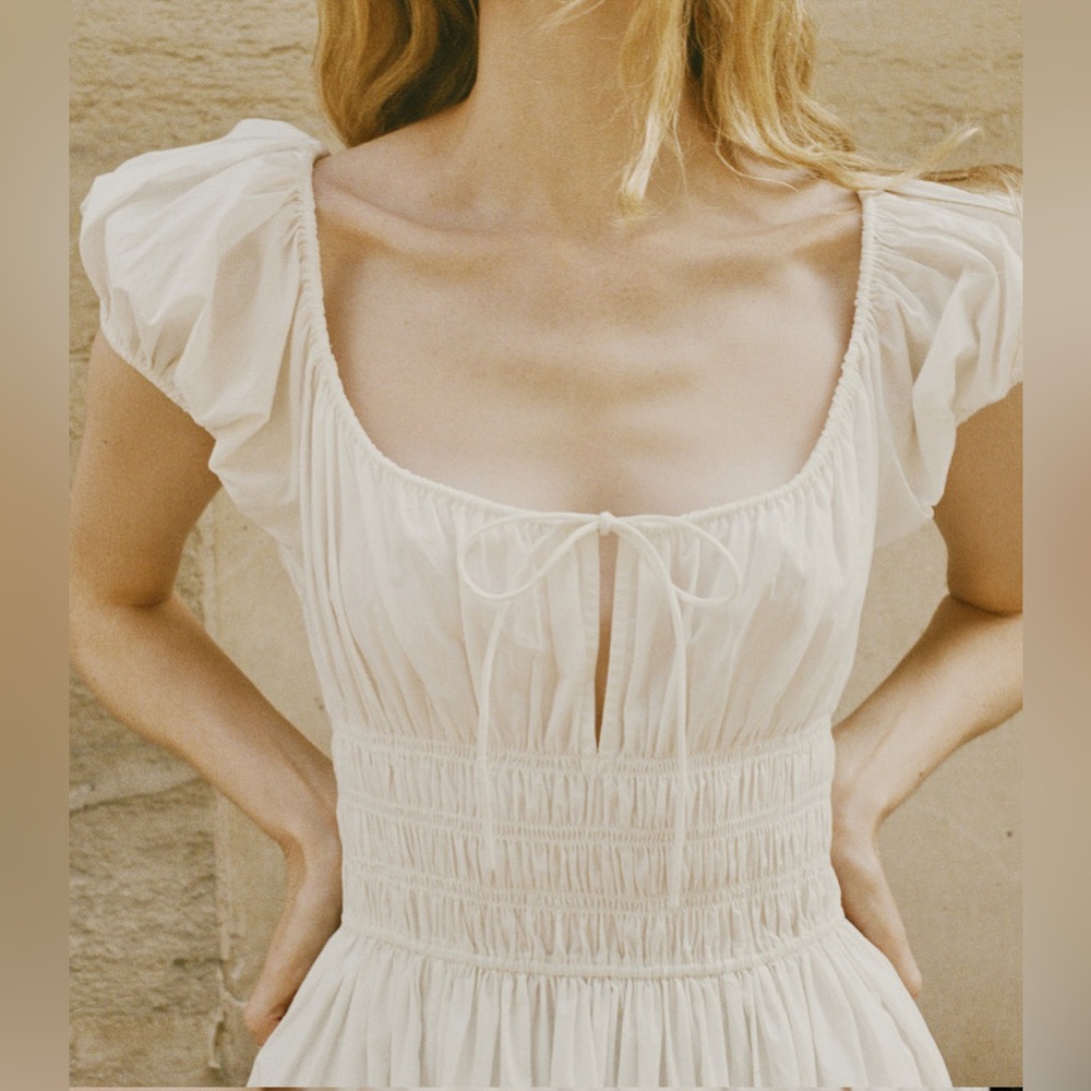 DÔEN Quinn organic cotton-poplin midi dress in 'Salt' - Picture 8 of 17